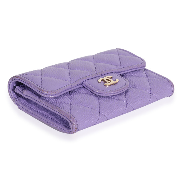 Chanel Purple Quilted Caviar Flap Card Holder Wallet - Picture 7 of 7